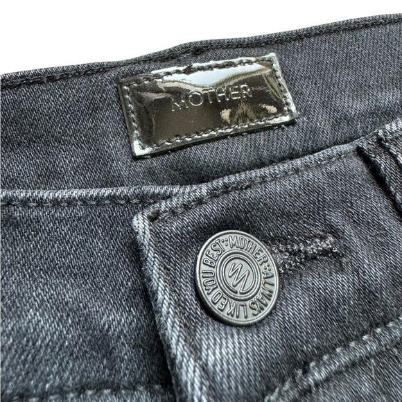 Mother the hustler ankle fray high rise jeans black size women’s 24 - Picture 4 of 8
